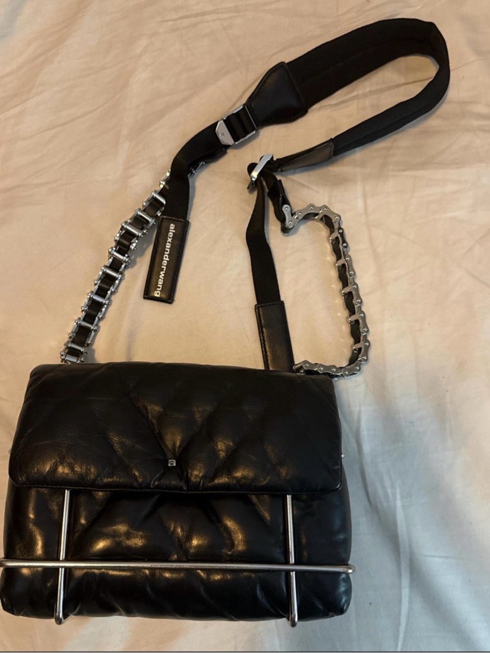 Alexander Wang Black Quilted Leather Chain-Strap Crossbody
